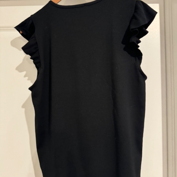 J. Crew Factory Black  Ribbed ruffle tank top NWT SZ L - Picture 4 of 4